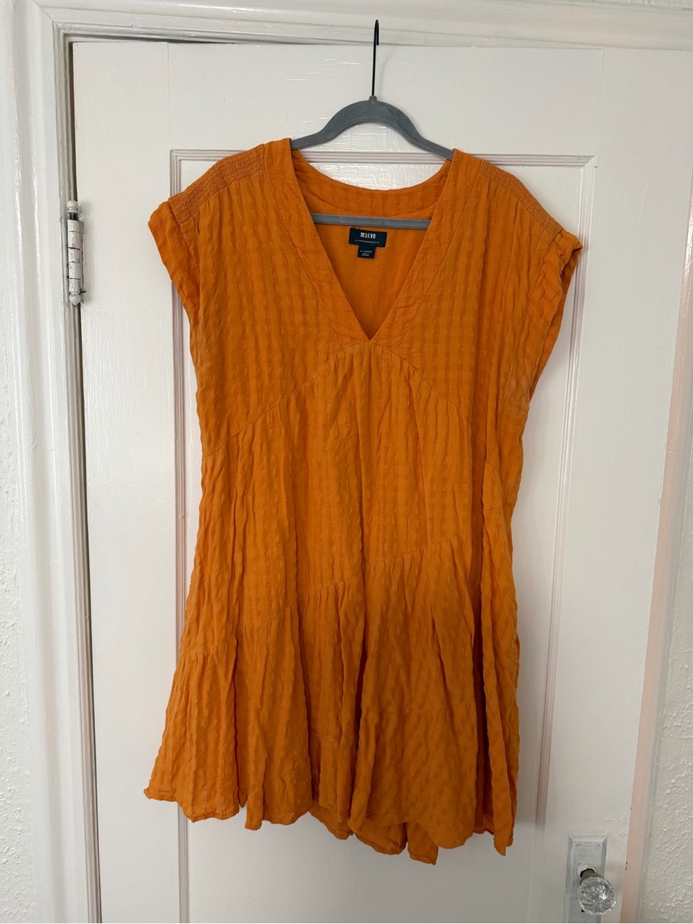 Anthropologie Orange Crinkled V-Neck Tunic